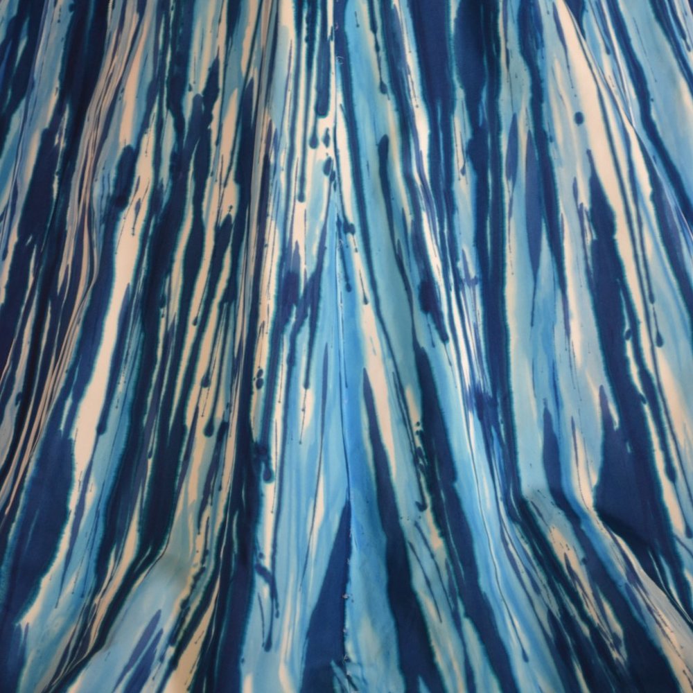 NEW silk Monique Lhuillier painted couture Wedding Dress white blue ivory tiedye - Picture 14 of 16